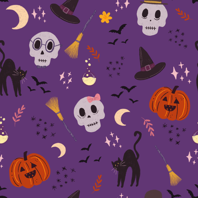 Print Pattern Design Template With A Spooky Layout For Halloween