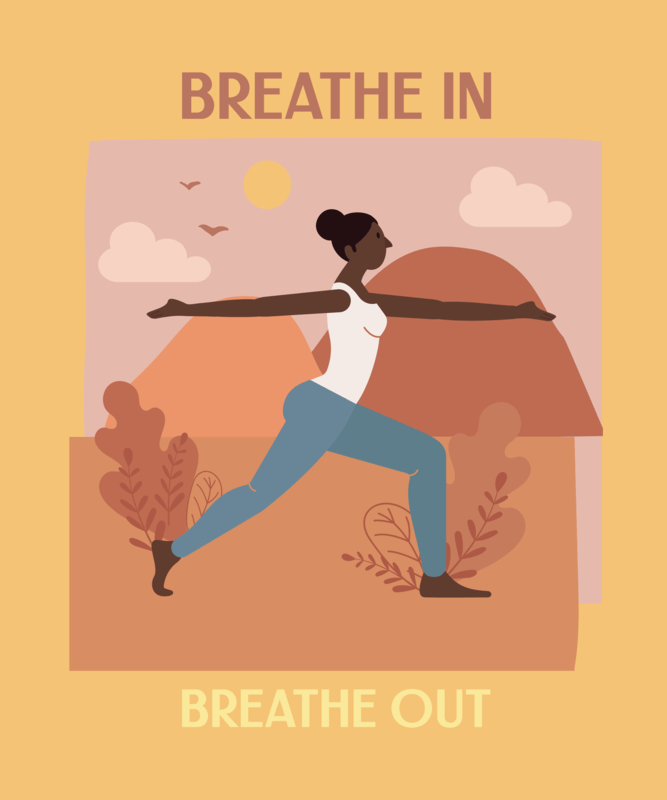 T Shirt Design Template Featuring A Woman Doing Yoga And A Wellness Quote