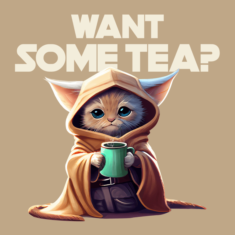 T Shirt Design Template Featuring An AI Cat Inspired By A Star Wars Tv Show