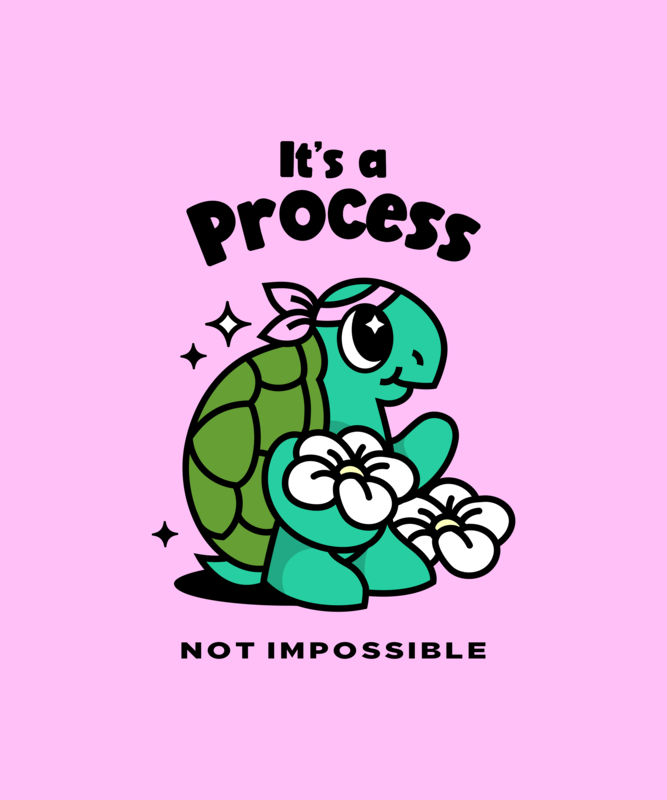 T Shirt Design Template With An Illustrated Turtle And A Quote For Mental Health Day