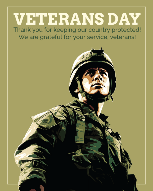 Veterans Day Instagram Post Template Featuring A Patriotic Themed Quote