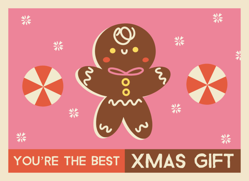 Christmas Themed Greeting Card Creator Featuring A Gingerbread Cookie Illustration