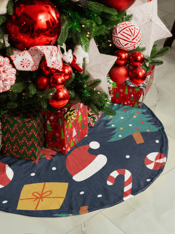 Home Decor Mockup Of A Sublimated Christmas Tree Skirt Placed On The Floor