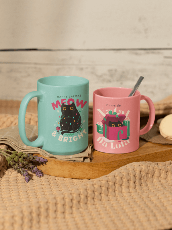 Mockup Featuring An 11 Oz And A 15 Oz Coffee Mugs In A Decorated Setup