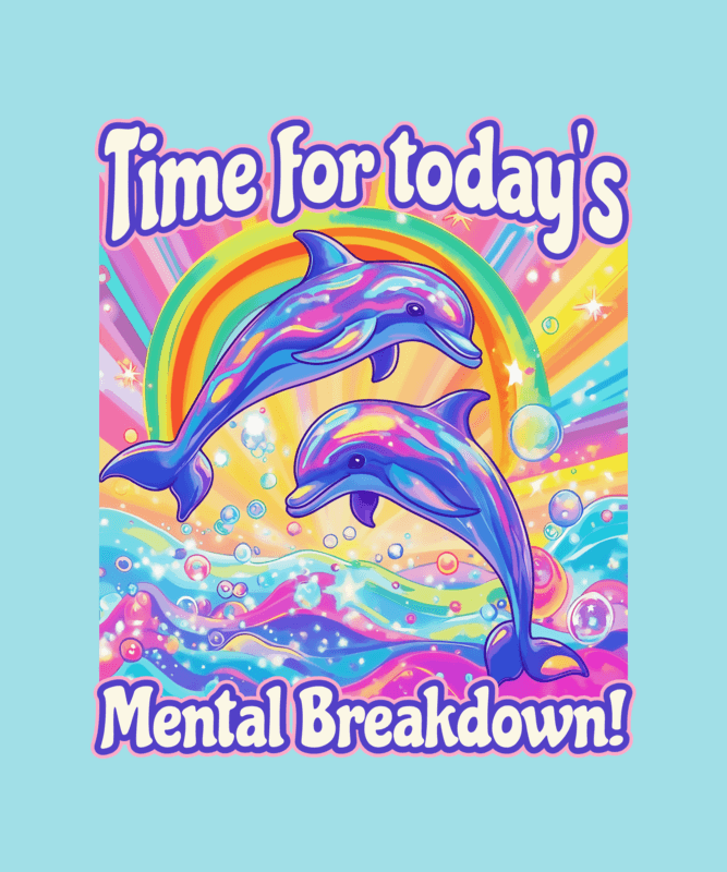 T Shirt Design Maker Featuring A Dolphin Inspired By A Rainbow Colored Stationery Brand