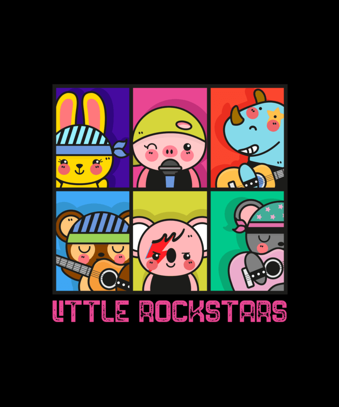 T Shirt Design Maker With Bt21 Inspired Rockstar Characters