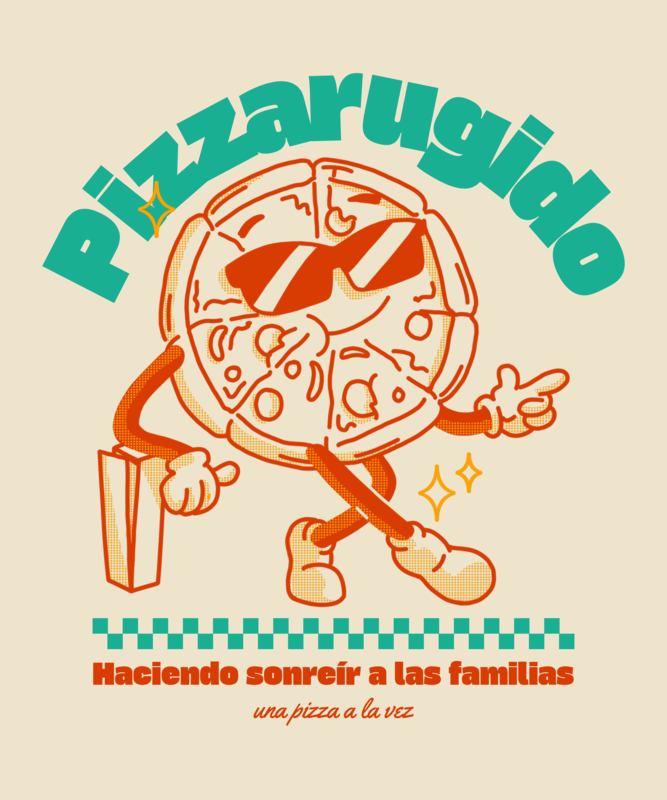 T Shirt Design Maker For Pizza Day Featuring A Cool Pizza Cartoon With A Retro Aesthetic