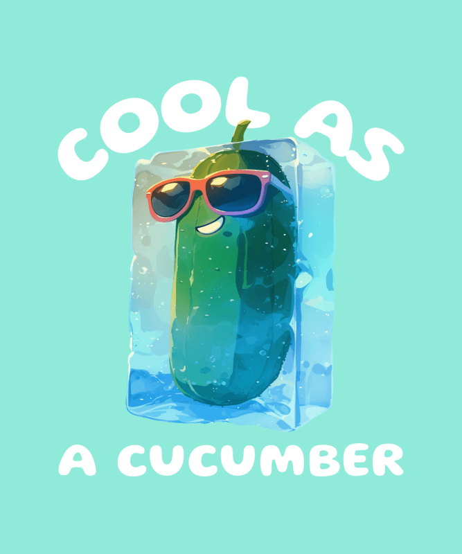 T Shirt Design Template Featuring A Frozen Pickle With Sunglasses And A Funny Pun