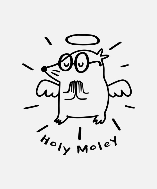 T Shirt Design Template Featuring An Angelical Mole With A Funny Word Play