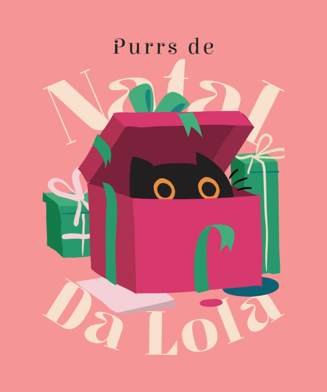 T Shirt Design Template Featuring An Illustrated Cat In A Christmas Present