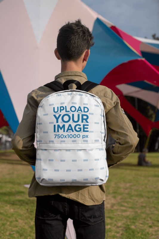 Blank Backpack Mockup Of A Teen In A Park