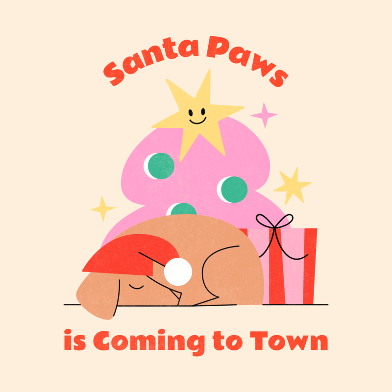 Cute T Shirt Design Template Featuring A Sleepy Dog And A Christmas Greeting