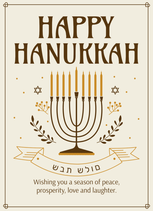 Greeting Card Design Template For A Blessed Hanukkah