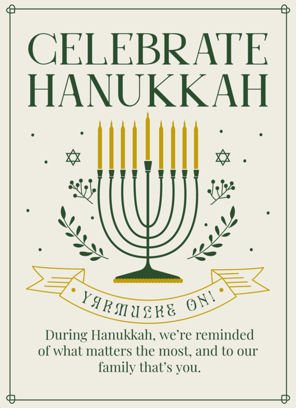 Greeting Card Template For A Hanukkah Celebration