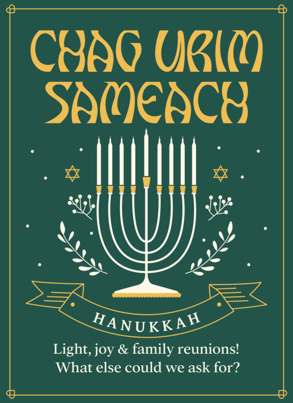 Hanukkah Inspired Greeting Card Template With An Illustrated Menorah