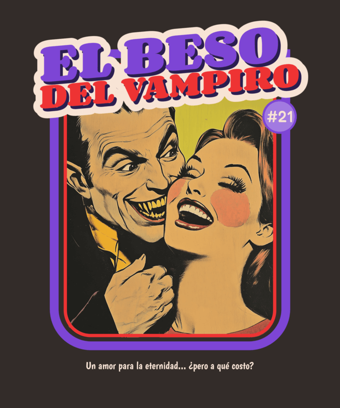 Horror T Shirt Design Template Featuring A Charming Vampire With A Vintage Aesthetic