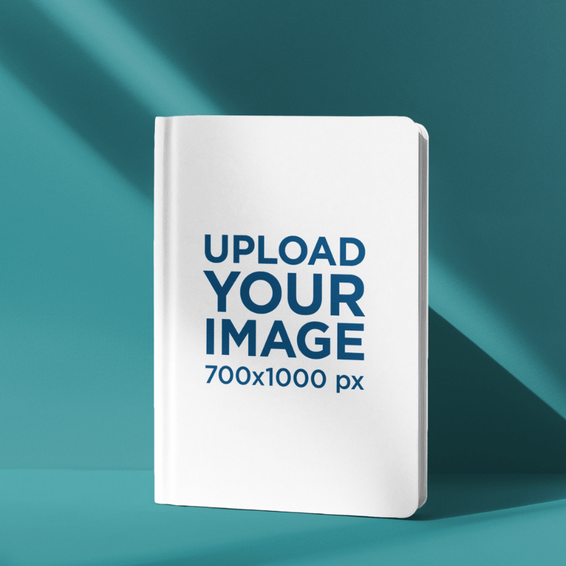 Ai Created Mockup Featuring A Hardcover Journal Placed In A Teal Background