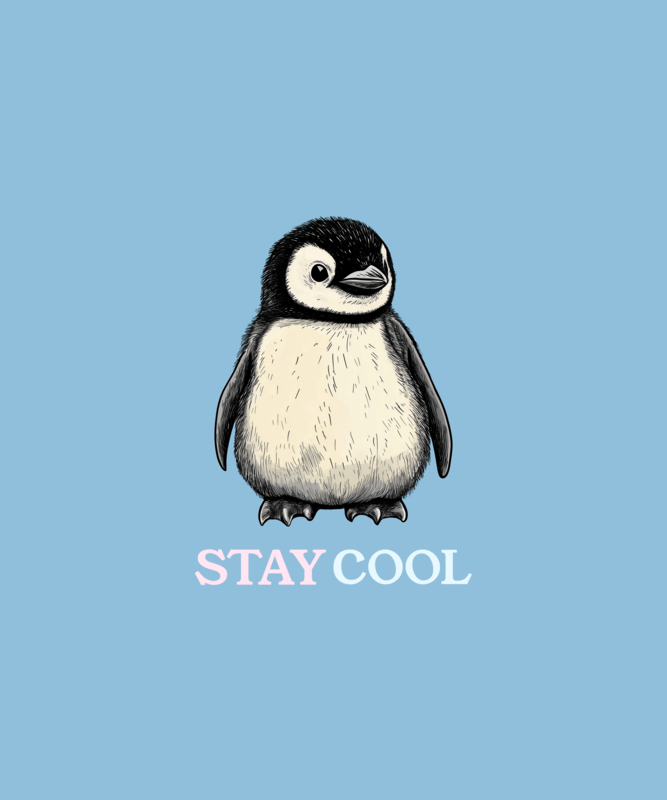 AI T Shirt Design Template Featuring A Cute Penguin And A Stay Cool Quote