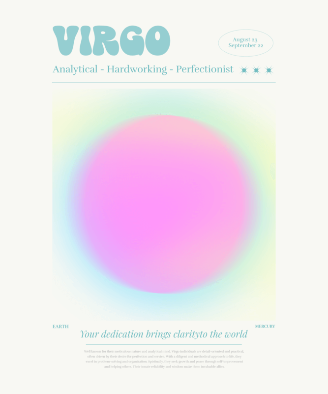 AI T Shirt Design Template Featuring A Gradient Sphere For A Virgo Zodiac Sign