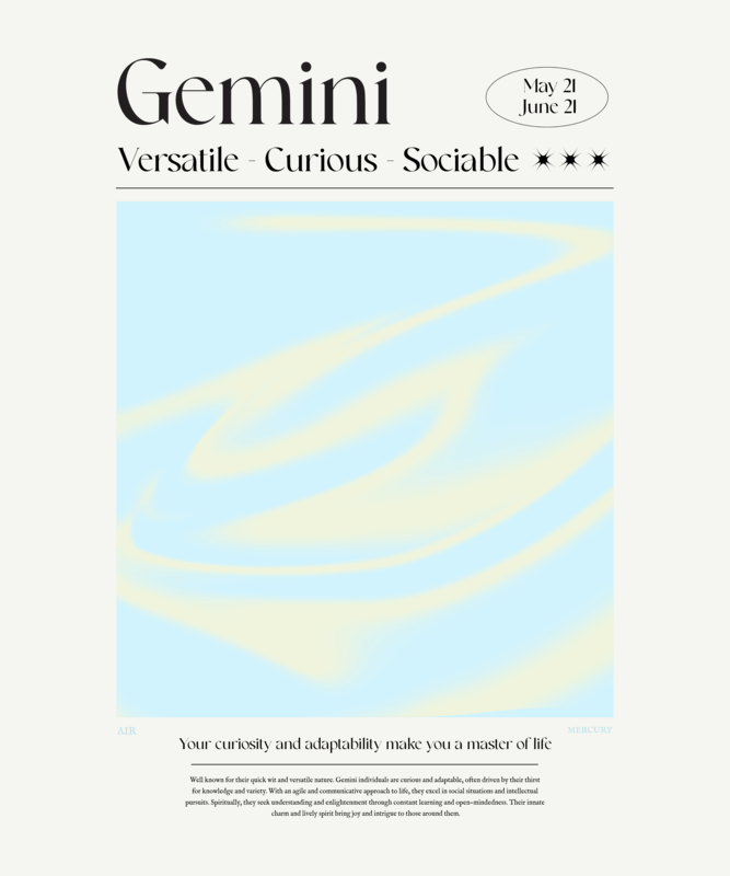 Astrology Themed AI T Shirt Design With An Abstract Illustration And Quotes For A Gemini Sign