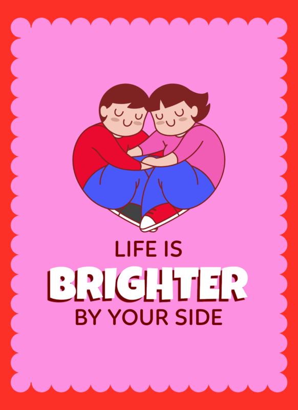 Greeting Card Maker For Valentine's With A Cute Couple Illustration And A Romantic Quote