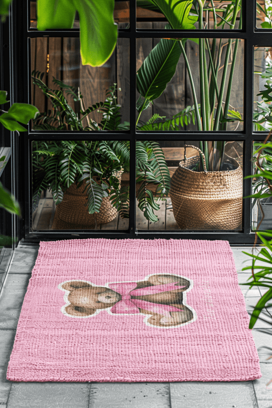 Home Decor Mockup Featuring An Ai Created Coir Door Mat Lying On A House Floor