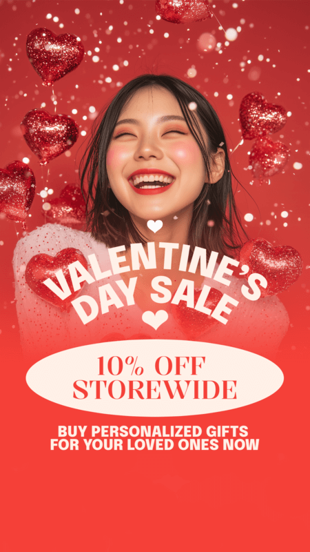 Instagram Story Creator For A Valentine's Day Sale With A Discount Offer