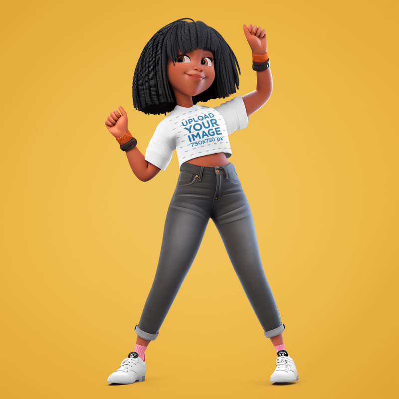 Mockup Featuring A 3d Female Character Illustration Wearing A Crop Top