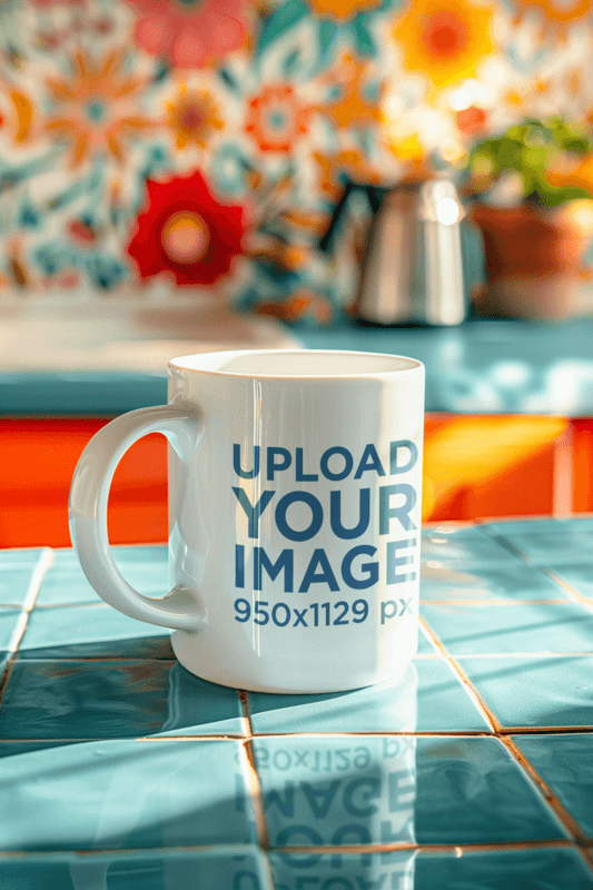 Mockup Featuring An 11 Oz Coffee Mug Placed In A Kitchen By Placeit's AI Mockup Generator