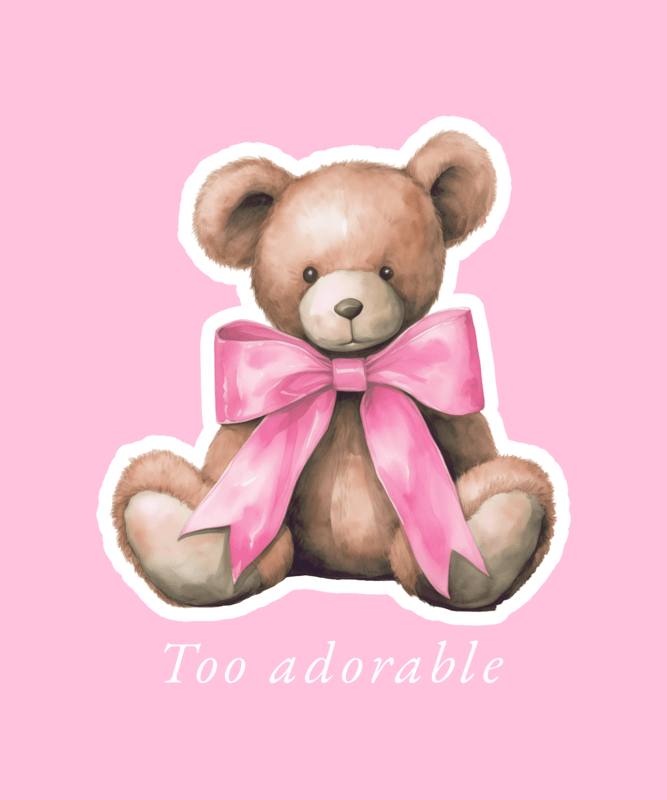 T Shirt Design Template Featuring A Teddy Bear With A Coquette Inspired Style