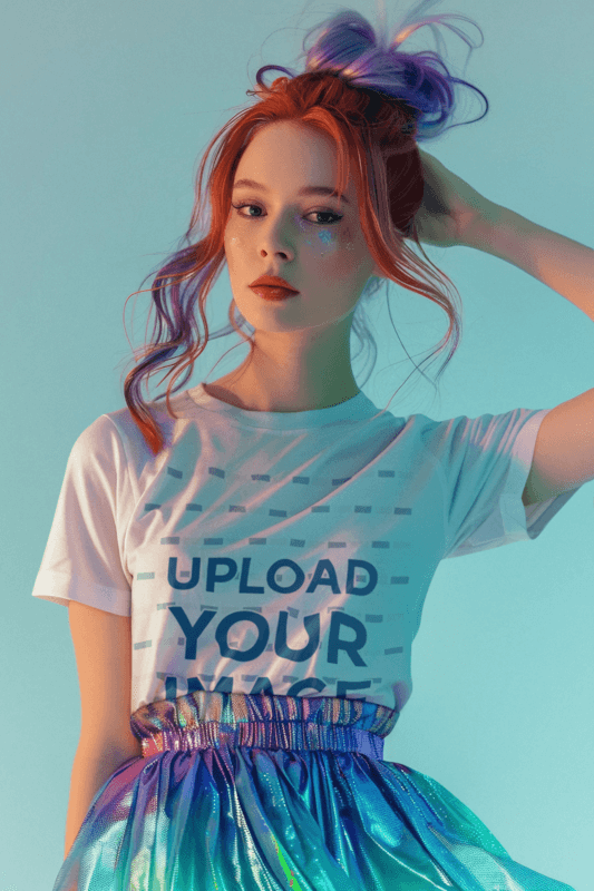 T Shirt Mockup Of An AI Generated Woman Inspired By A Famous Mermaid Princess