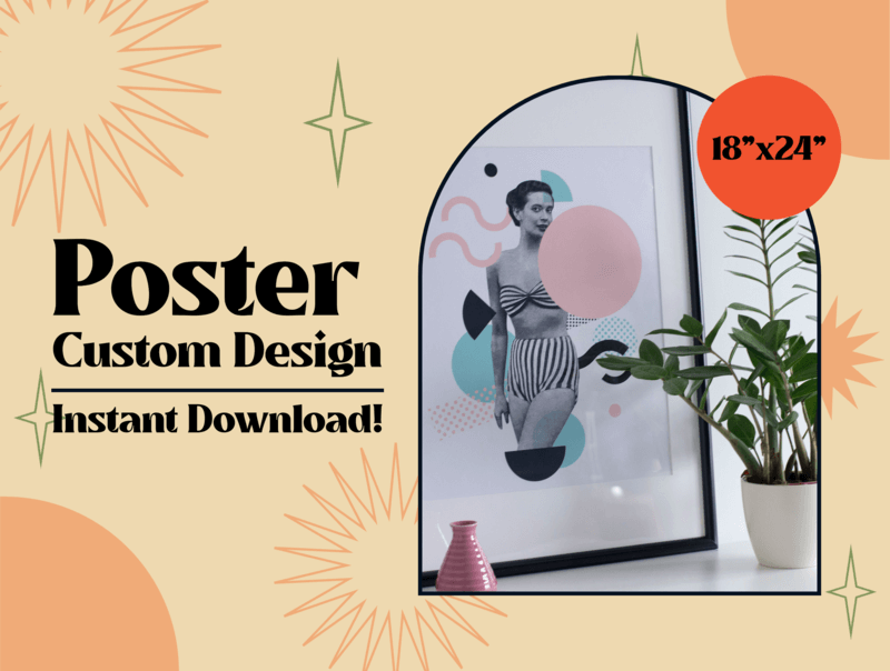 Etsy Listing Template Featuring Colorful Graphics To Promote A Digital Poster