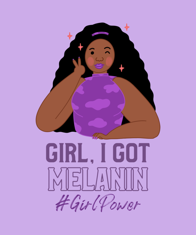 Feminist T Shirt Design Template Featuring A Melanin Quote