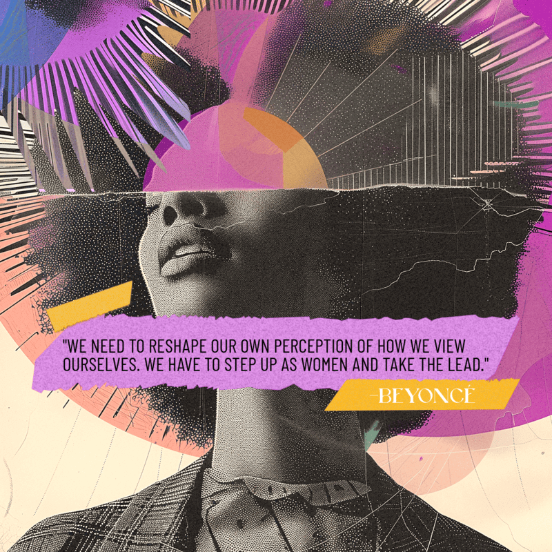 Feminist Themed Instagram Post Template With A Colorful Collage And A Quote By Beyonce