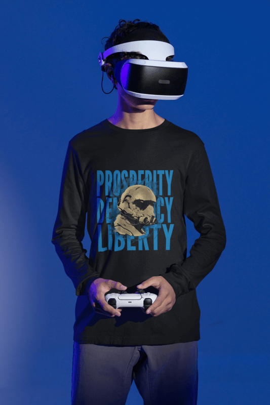 Long Sleeve Tee Mockup Of A Gamer Playing Video Games