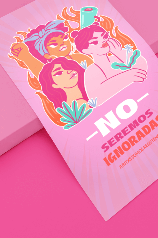 Mockup Of A Vertical Poster With A Feminist Message Lying On A Customizable Background