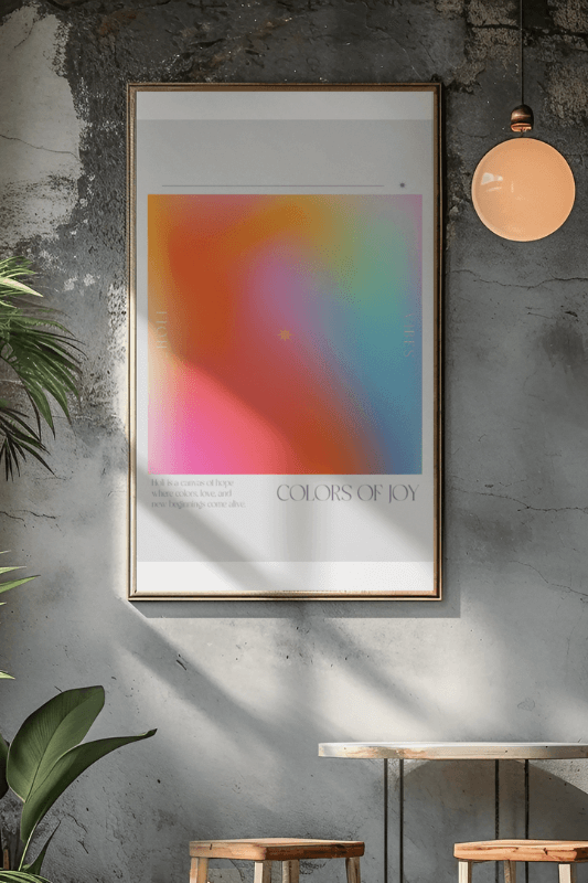 Ai Generated Mockup Of An Art Print Hanging From A Concrete Wall