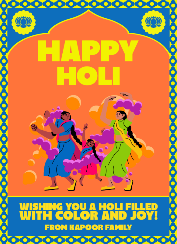 Greeting Card Creator With Holi Images And A Quote For The Festival