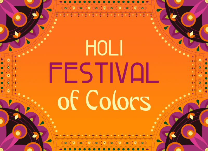 Greeting Card Design Template With Colorful Graphics And A Holi Theme