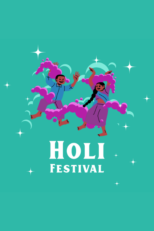 Holi Fest Themed Instagram Post Maker Featuring People Celebrating Graphics