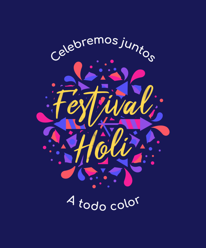 Holi Festival Themed T Shirt Design Template With Text In Spanish