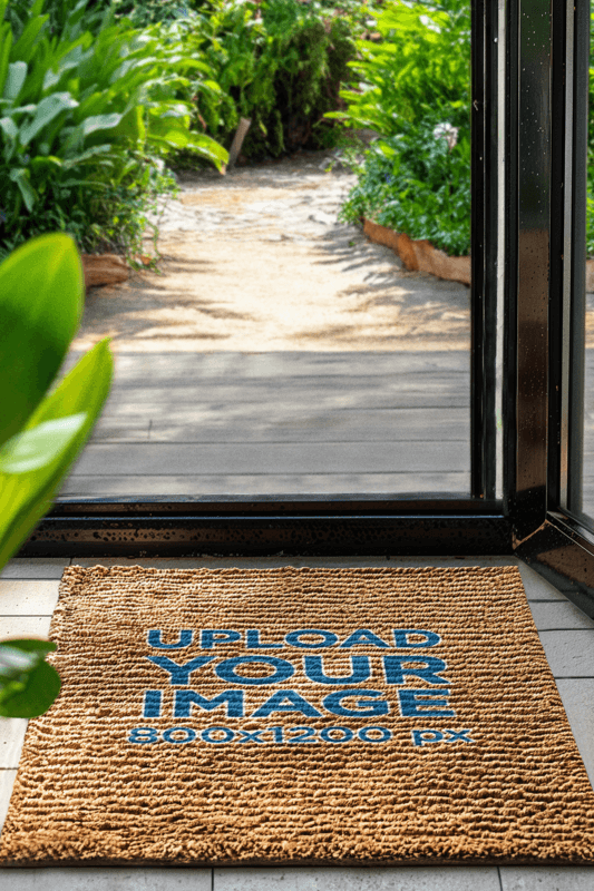 Home Decor Mockup Featuring An Ai Created Coconut Fiber Mat Placed On A Floor Entrance