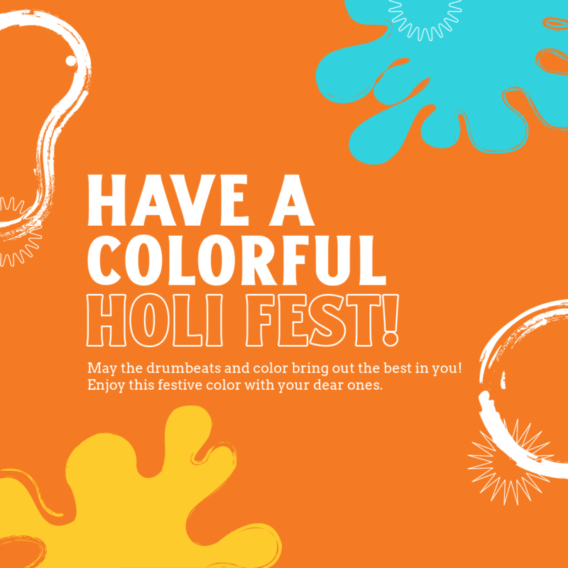 Instagram Post Creator Featuring A Colorful Layout For Holi Festival