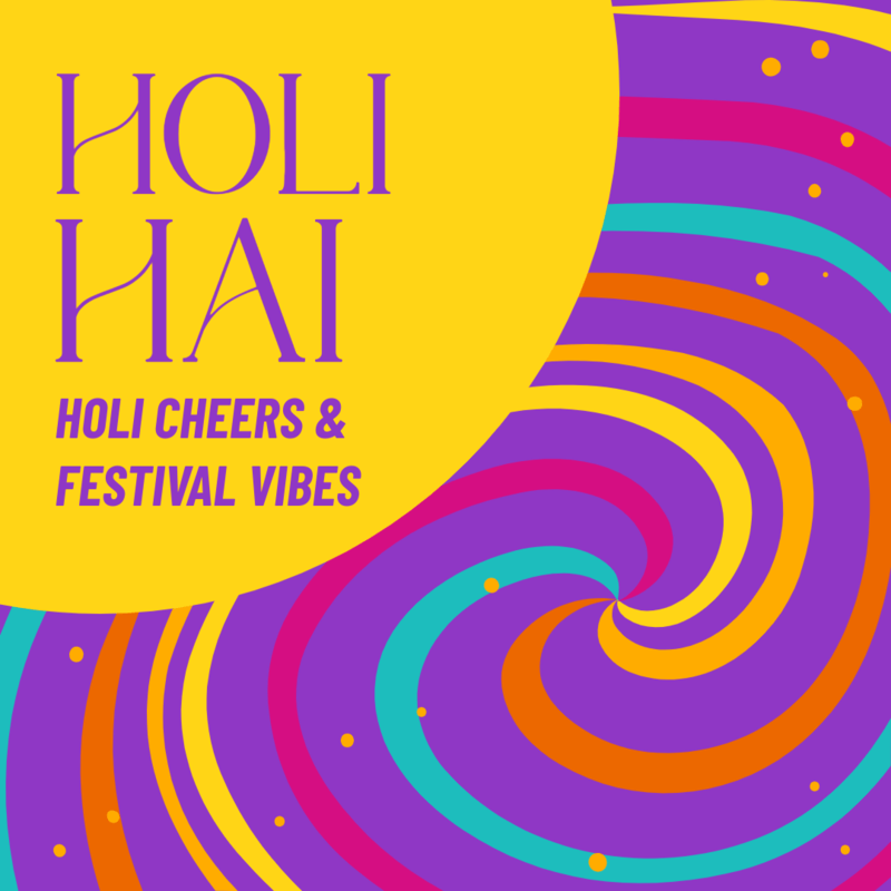 Instagram Post Generator For A Virtual Holi Party Featuring A Vivid Background