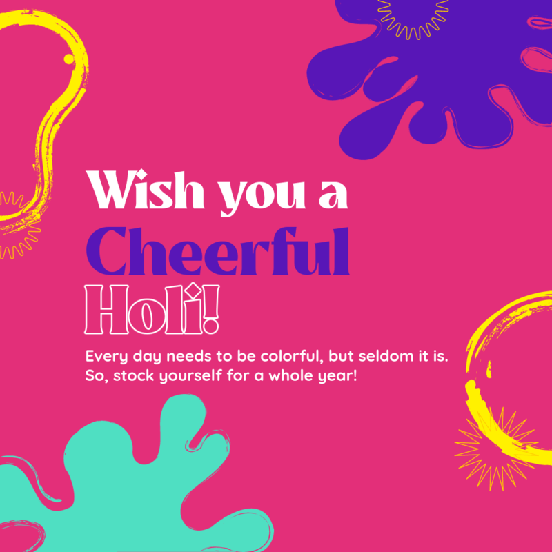 Instagram Post Template For Holi Fest Featuring Colorful Graphics