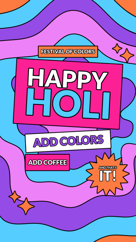 Instagram Story Template Featuring Colorful Waves For Holi Fest