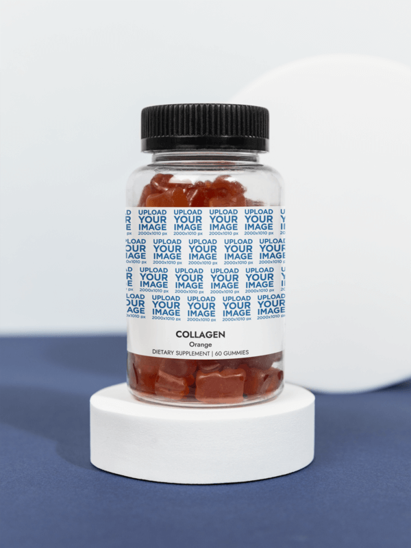 Printify Collagen Gummies Supplement Mockup Featuring A Blue Base