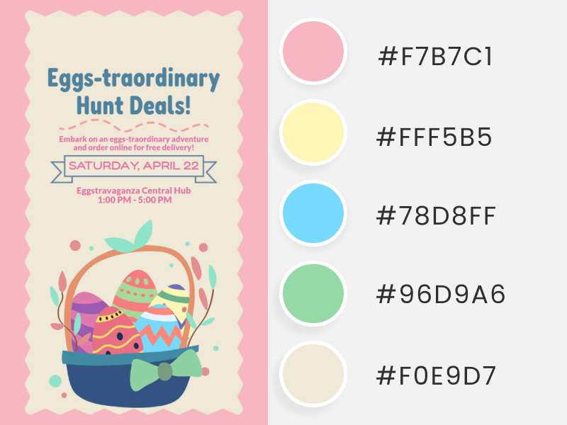 Easter Colors Instagram Story Creator Featuring An Egg Hunting Themed Promo Offer