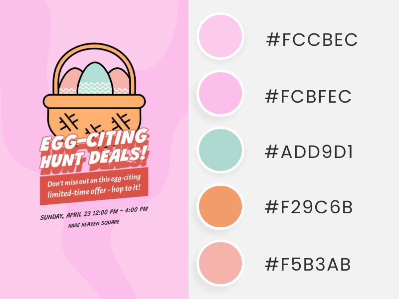 Easter Colors Instagram Story Maker Featuring An Illustrated Basket With Easter Eggs And A Deal Offer
