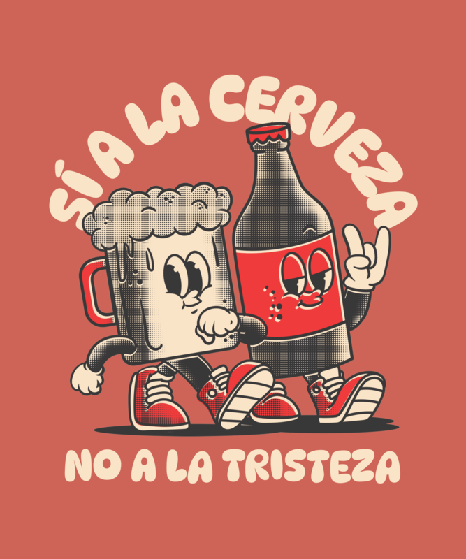 Cartoonish T Shirt Design With A Funny Quote And Beer Graphics